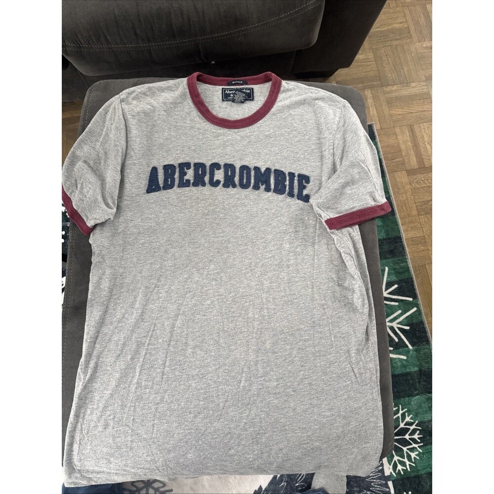 Abercrombie & Fitch Muscle T-Shirt Mens Spellout Embroidered Vintage Y2K Large